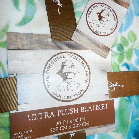 Panama Jack Tropical Floral Print Ultra Plush Throw Blanket 90" x90"📦⌚🏃🏻💨⚡🚚 - Picture 4 of 16